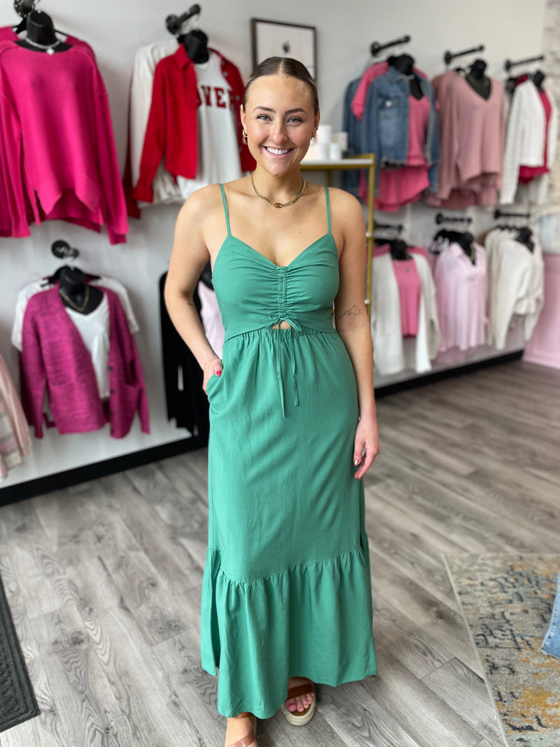 Winslet Maxi Dress-Botanical Green Pink Charming Boutique Winslet Maxi Dress-Botanical Green Pink Charming Boutique