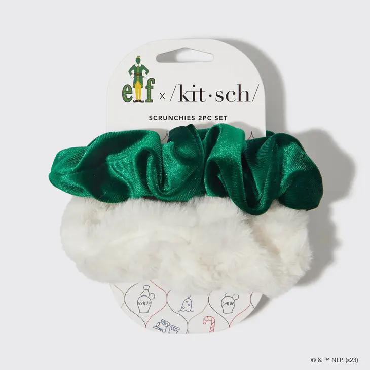 elf x kitsch Scrunchies 2pc-White & Green