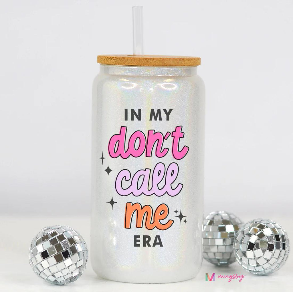 Funny White Glitter Glass Cup