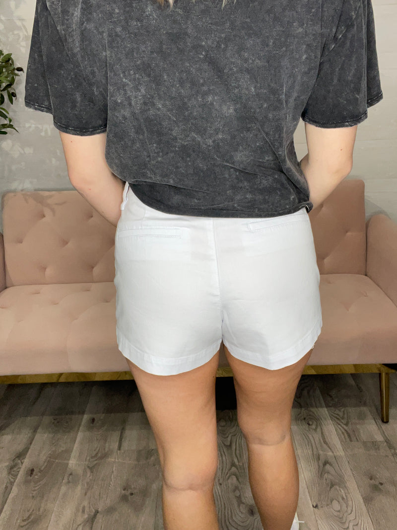 Carlise High Rise Shorts-White