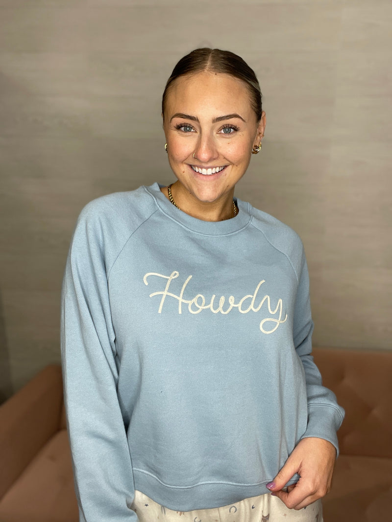 Howdy Sweatshirt-Coastal Blue