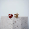 Red & Gold Football Heart Studs