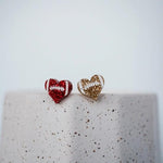 Red & Gold Football Heart Studs