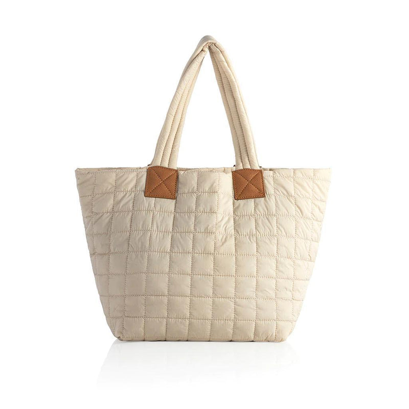 Shiraleah Ezra Quilted Nylon Tote-Ivory