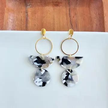 Wren Earrings-Ivory & Slate