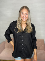 Lolita Long Sleeve Button Up Top-Black