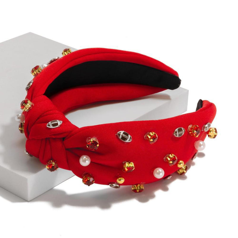 Red & Gold Game Day Studded Headband