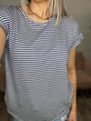 Iris Twisted Keyhole Back Top-Navy