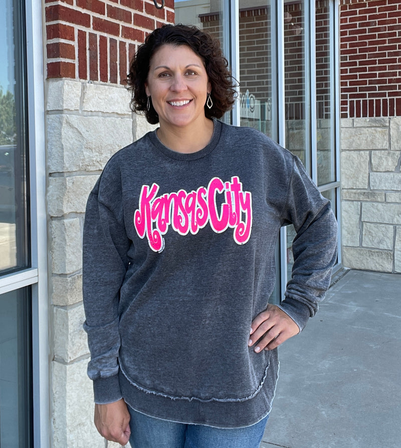 Grey & Hot Pink Kansas City Fleece Sweatshirt