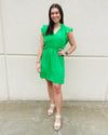 Martha Ruffle Sleeve Dress-Green Flare