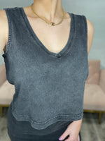 Sloane V-Neck Top-Black