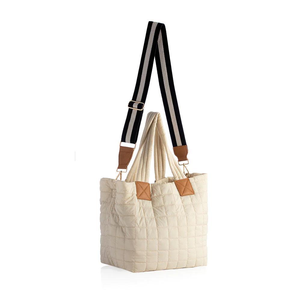 Shiraleah Ezra Quilted Nylon Tote-Ivory