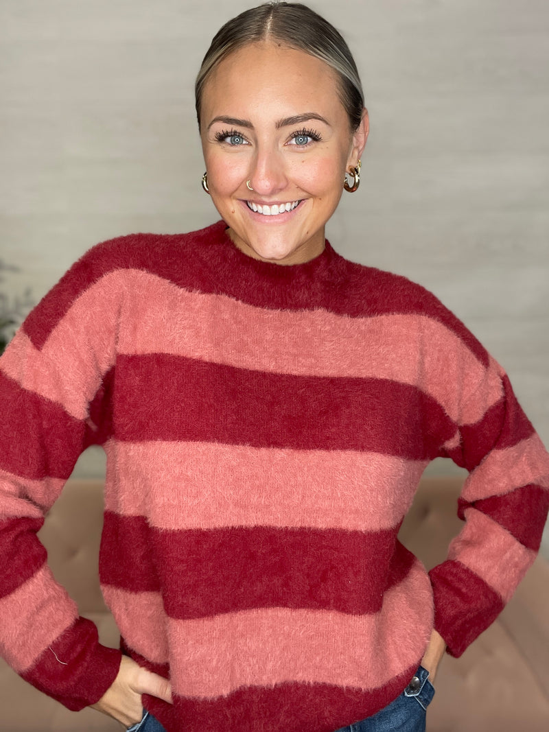 Caroline Crewneck Sweater-Candy Cane