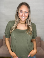 Eline Square Neck Top-Olive Branch