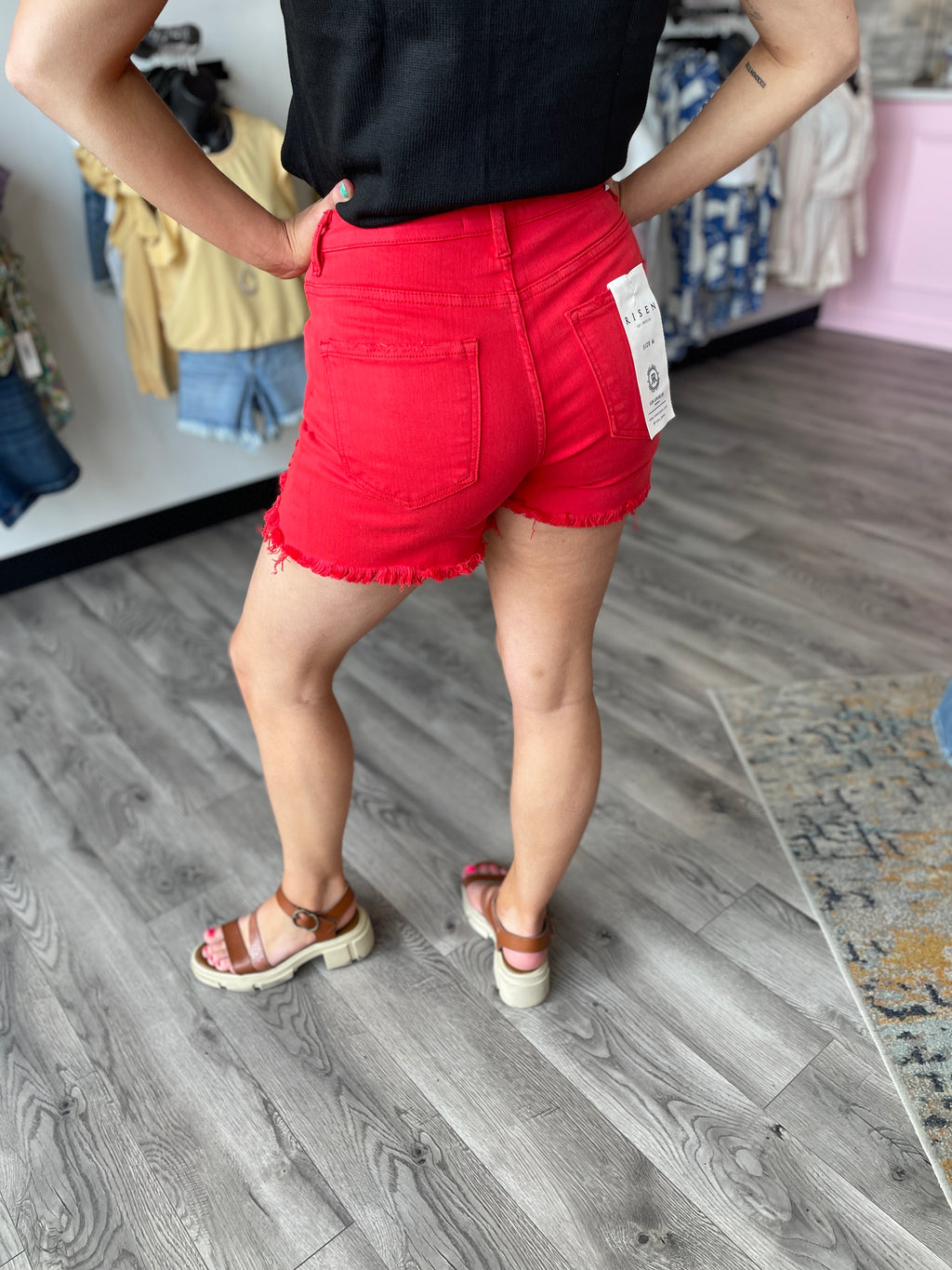 Maya High Rise Distressed Shorts-Fiesta