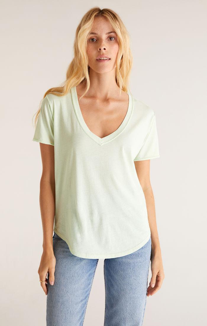 The Organic Cotton V-neck Tee-Whisper Mint