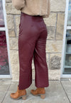 Sparkle Wide Leg Cropped Vegan Leather Pant in Vino by Another Love