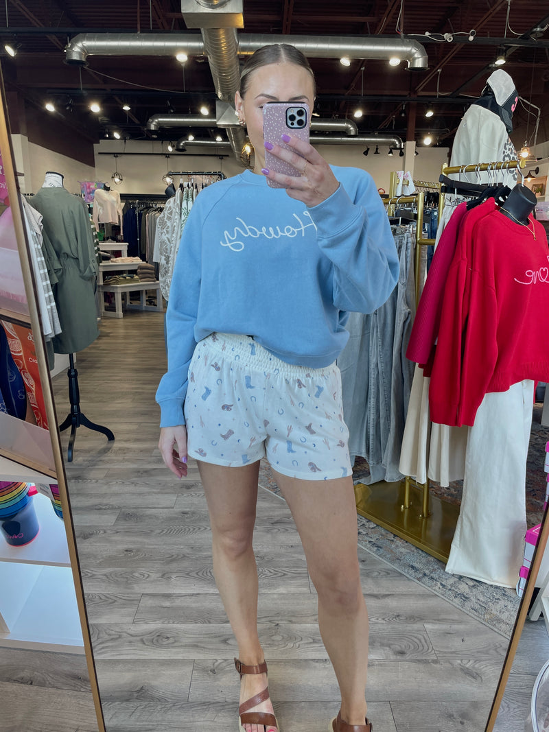 Howdy Sweatshirt-Coastal Blue