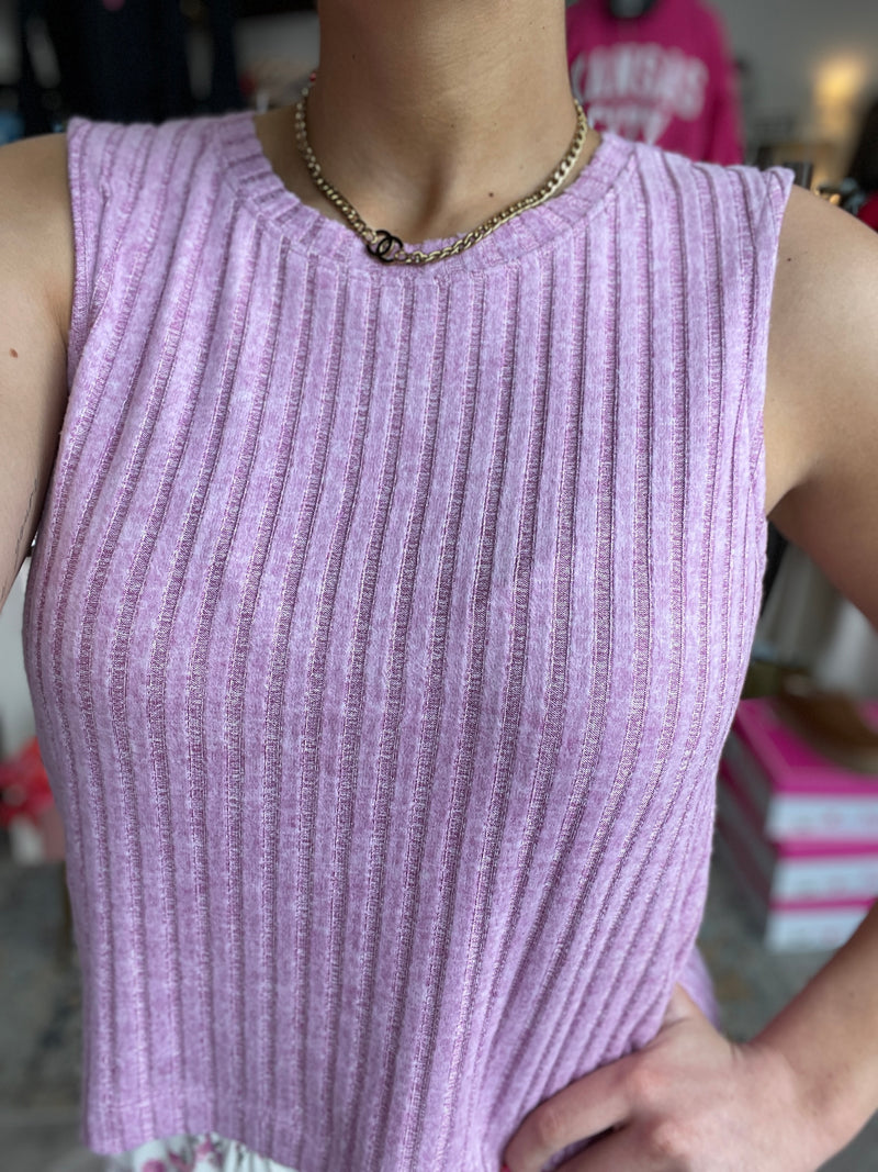 Sloane Rib Tank-Violet Gem