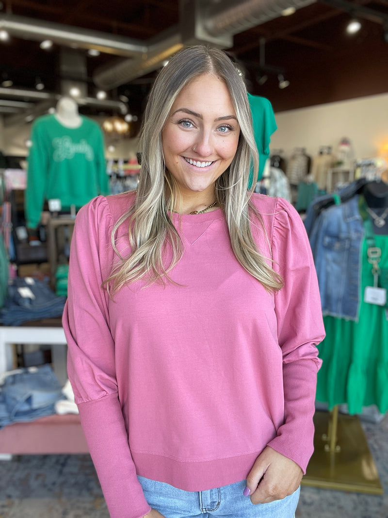 Tara Puff Sleeve Top-Soft Cherry