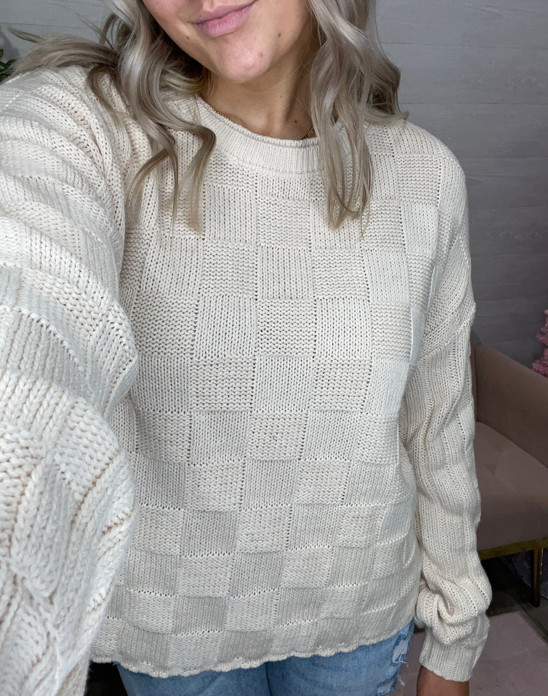 Foster Checker Sweater in Whisper White by Z Supply