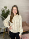 Jaslene Mixed Media Crochet Sweater in Vintage Cream by Another Love