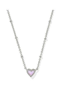 Mini Ari Heart Necklace Silver-Bubblegum Pink