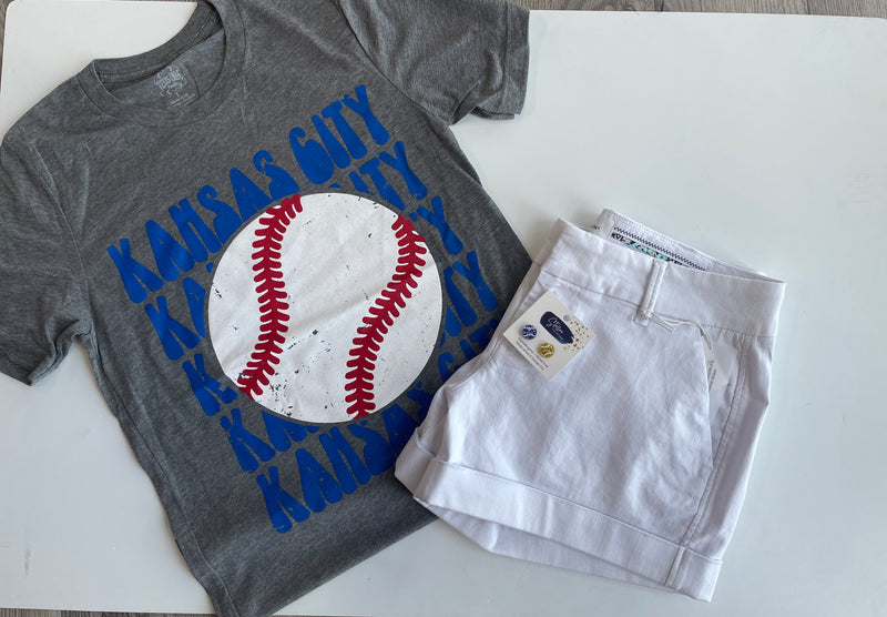 Kansas City Big Baseball Retro Font Tee