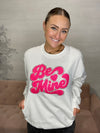 Be Mine Chenille Patch Crewneck-White