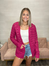 Tyler Crochet Hooded Cardigan-Magenta