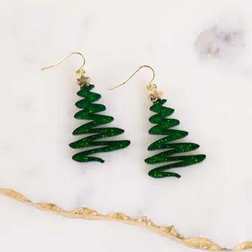 Christmas Tree Acetate Earrings