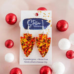 Red & Gold Confetti Arrowhead Dangle Earrings