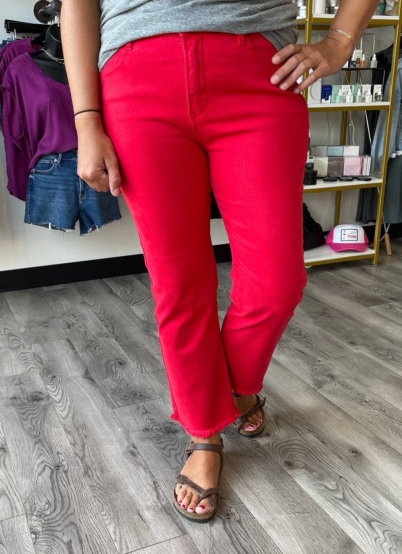 Patty Tummy Control Mid-Rise Crop Jeans-Scarlet