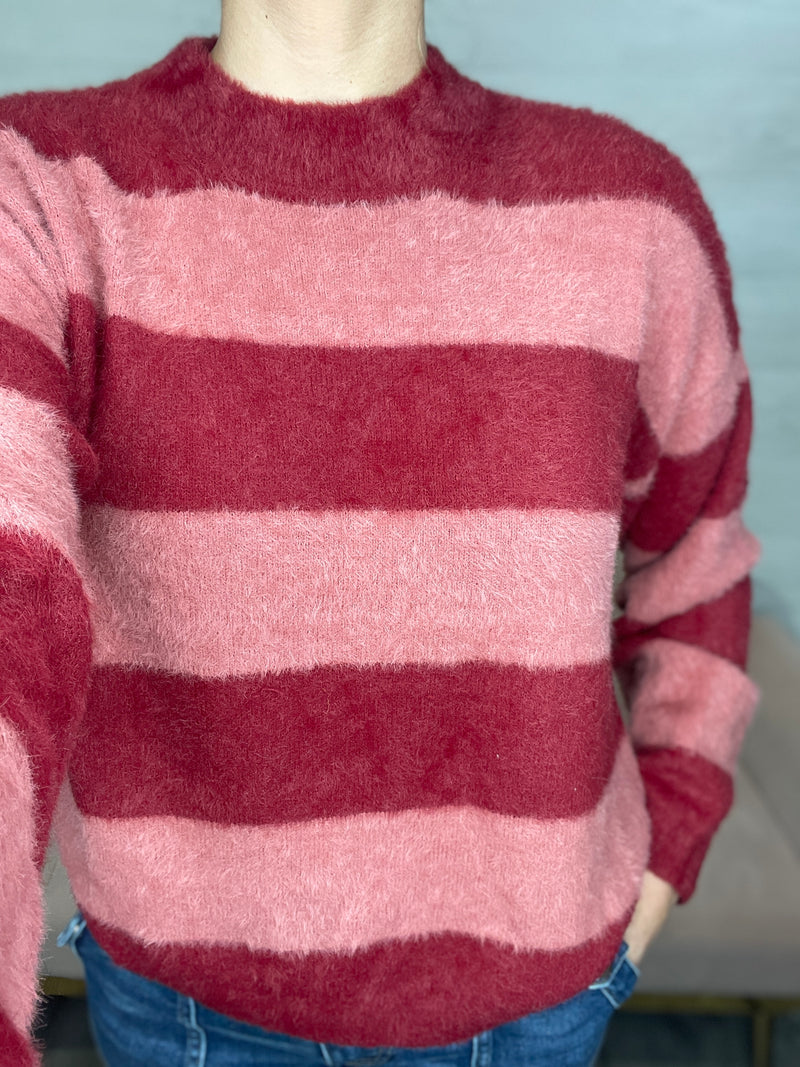 Caroline Crewneck Sweater-Candy Cane