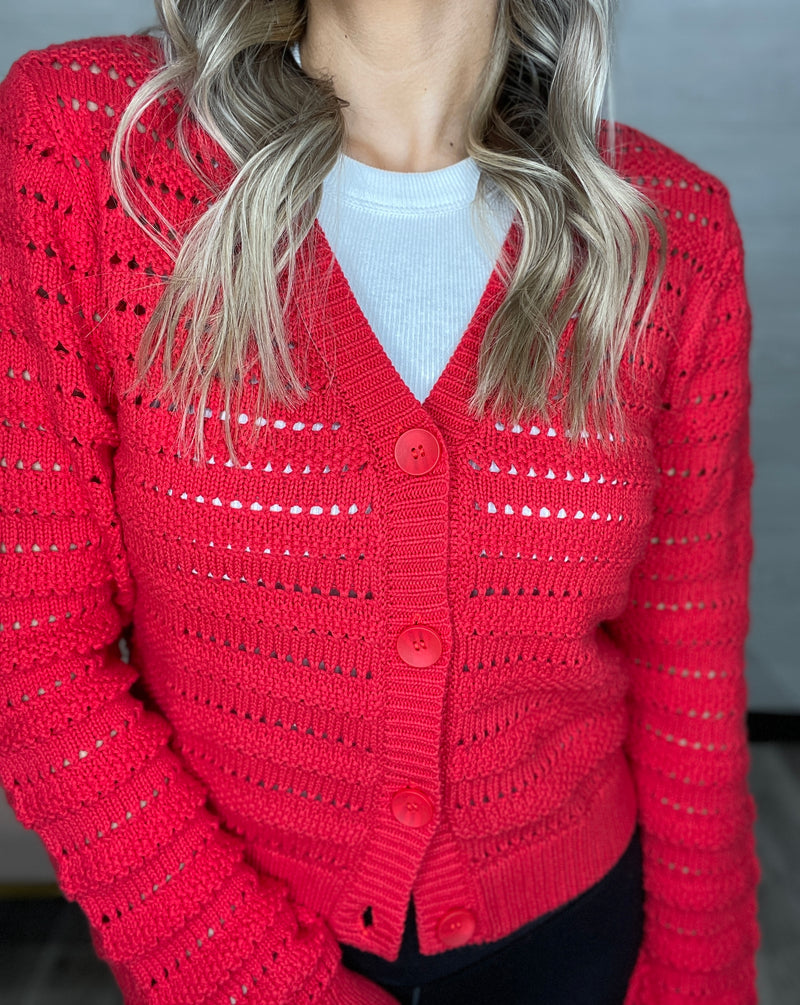 Romance Cardigan-Cherry