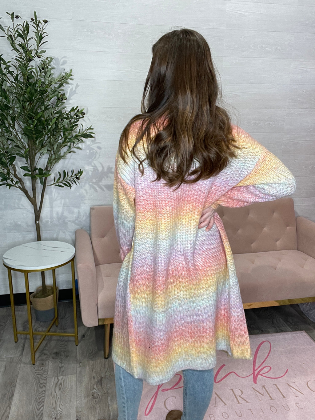 Electra Cardigan Sweater in Rainbow Ombre by Another Love
