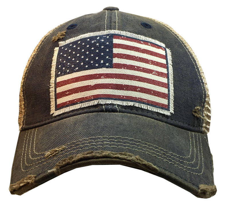 American Flag USA Distressed Trucker Hat