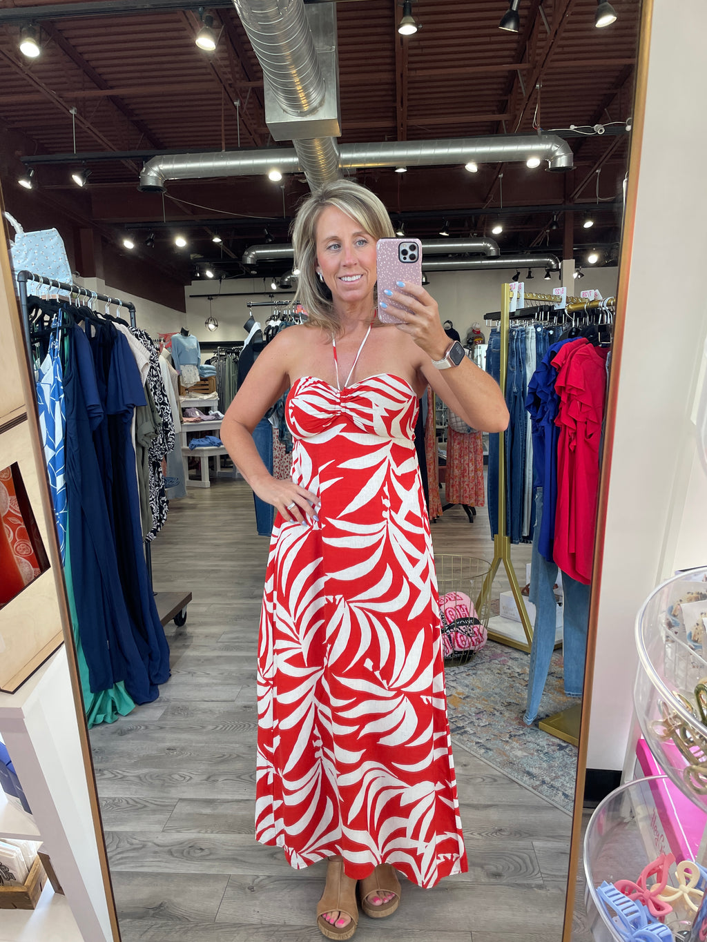 Elodi Vacances Midi Dress-Cabana Red