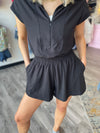 Serena Tennis Romper-Black