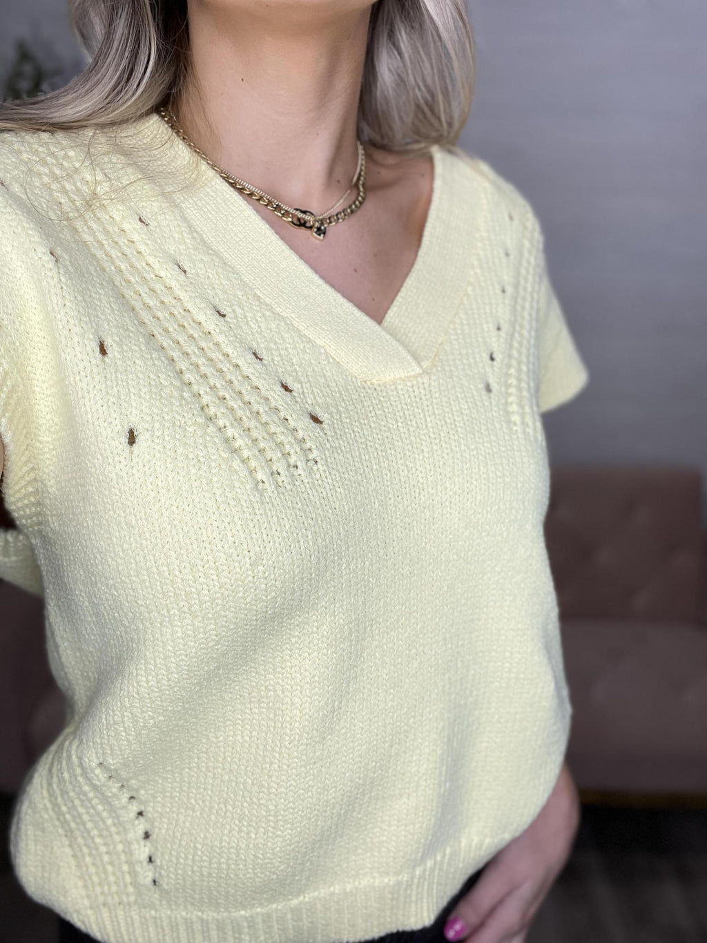 Una Sweater Vest-Pale Banana