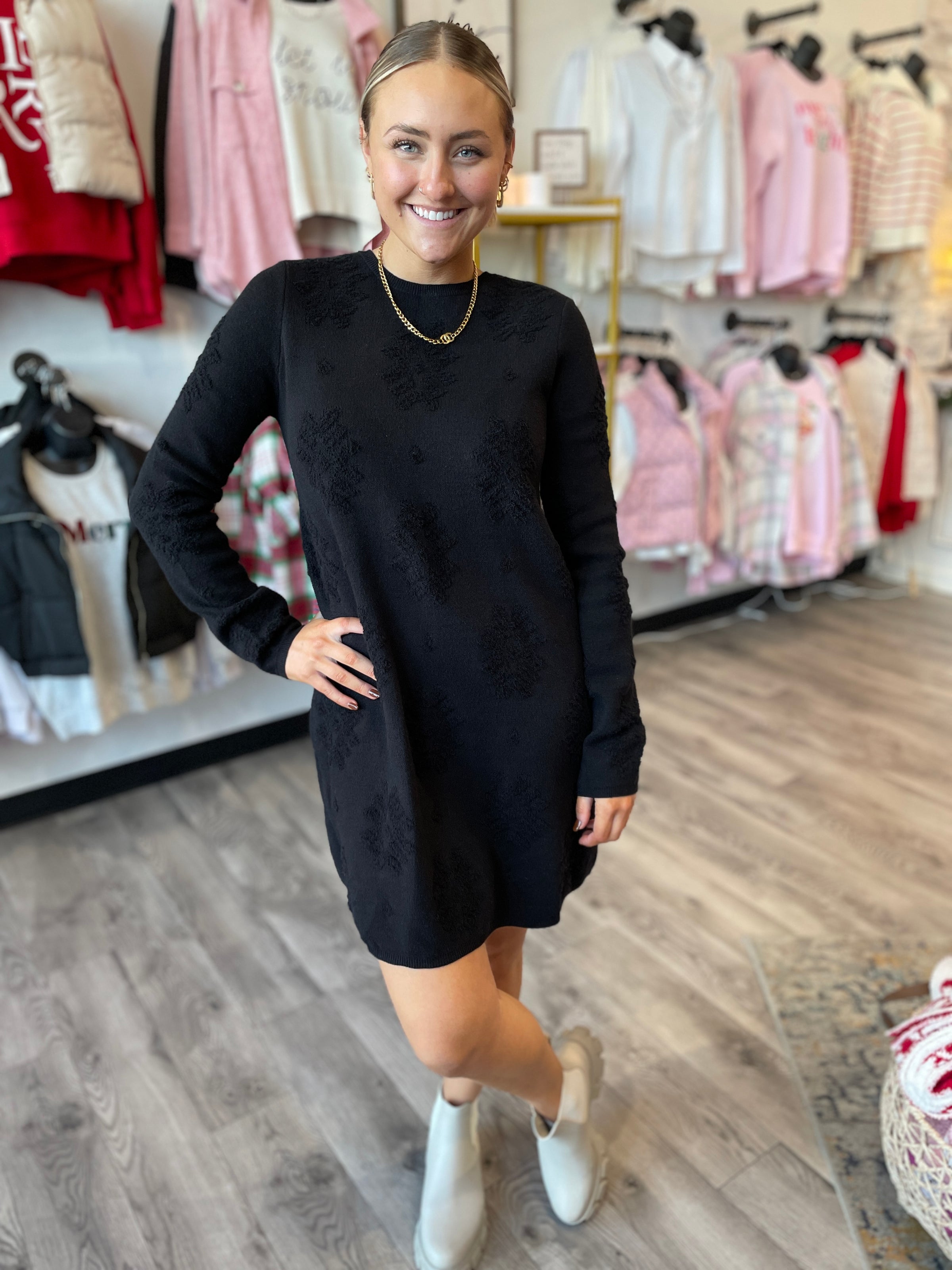 sweater dress in store Lena Sweater Dress in Black by Z Supply – Pink Charming Boutique