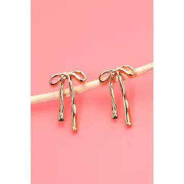 Long Bow Ribbon Stud Earrings