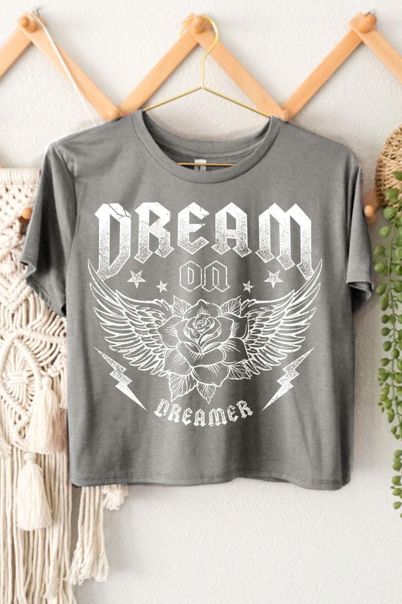 Dream On Dreamer Cropped Graphic Tee