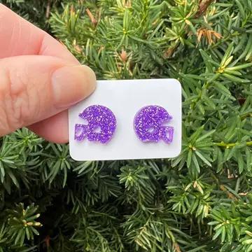 Purple Helmet Earrings