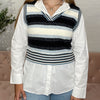 Nora Sweater Vest & Shirt Combo-Blue Multi