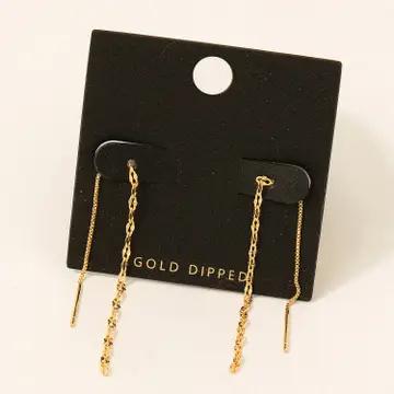 Gold Dipped Dainty Chain Threader Earrings