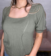 Eline Square Neck Top-Olive Branch