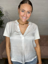 Lilo Mix Media Short Sleeve Top