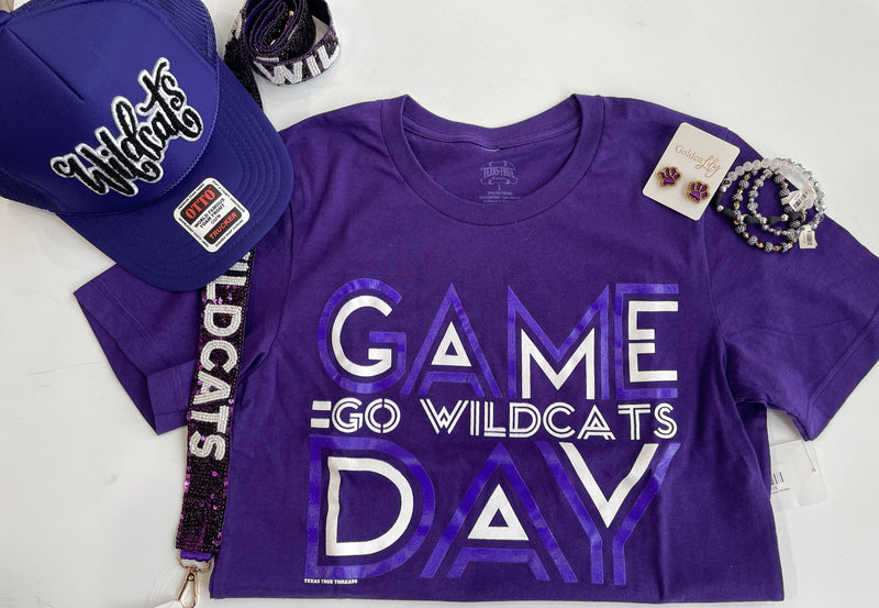 Wildcats Striped Game Day Tee-Purple