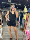 Marta Linen Vest-Black